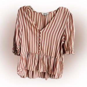 MADEWELL 🎀coral striped blouse